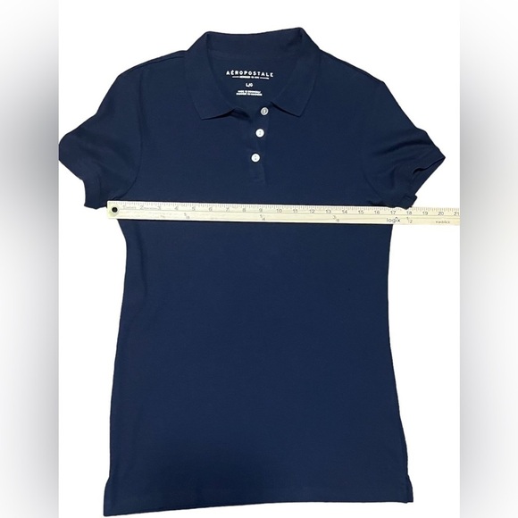 Nwt Aeropostale Juniors Pique Uniform Polo Solid Navy Blue Large Back to School - Picture 8 of 16